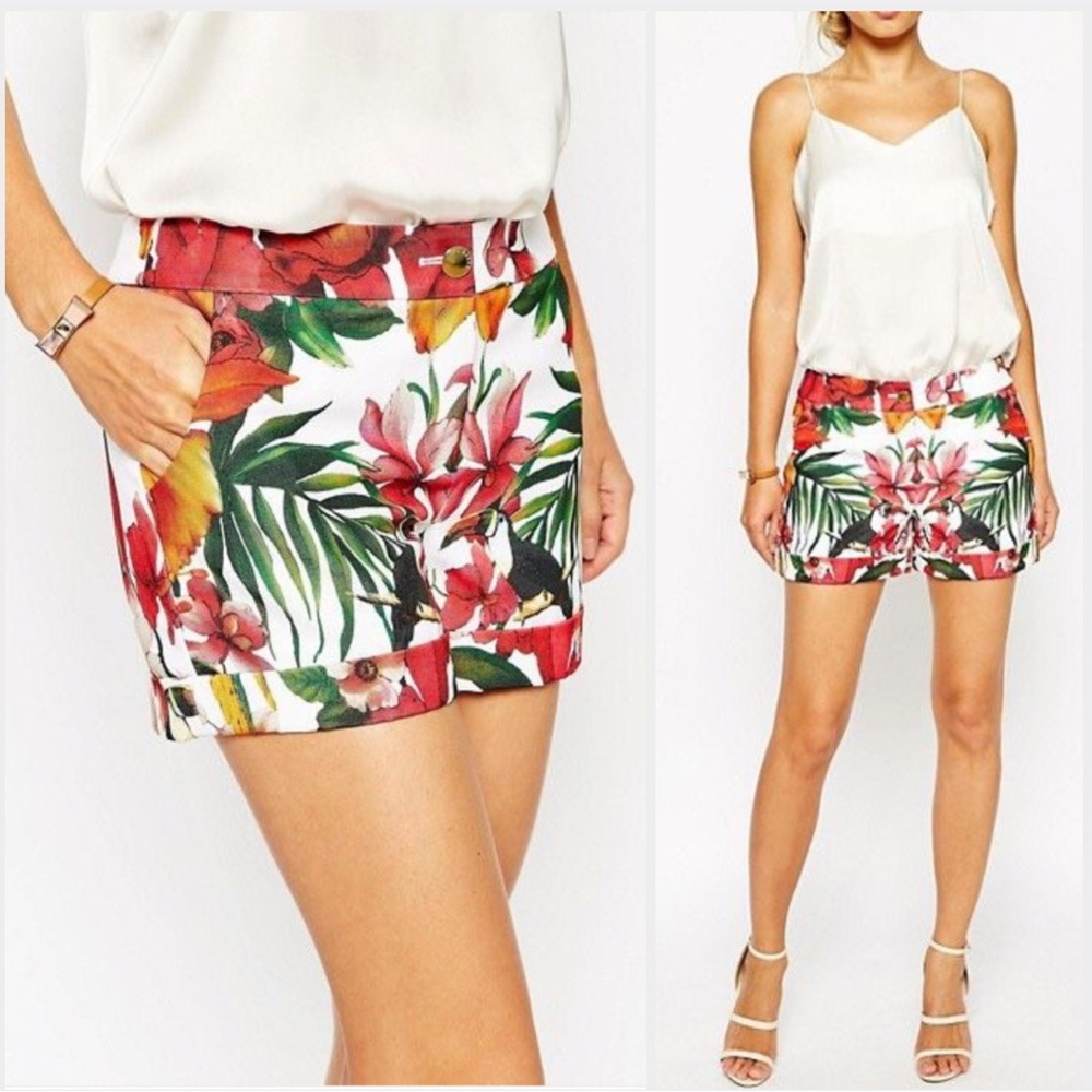 Ted Baker London Quellia Toucan Print Shorts  Size 3 US 8